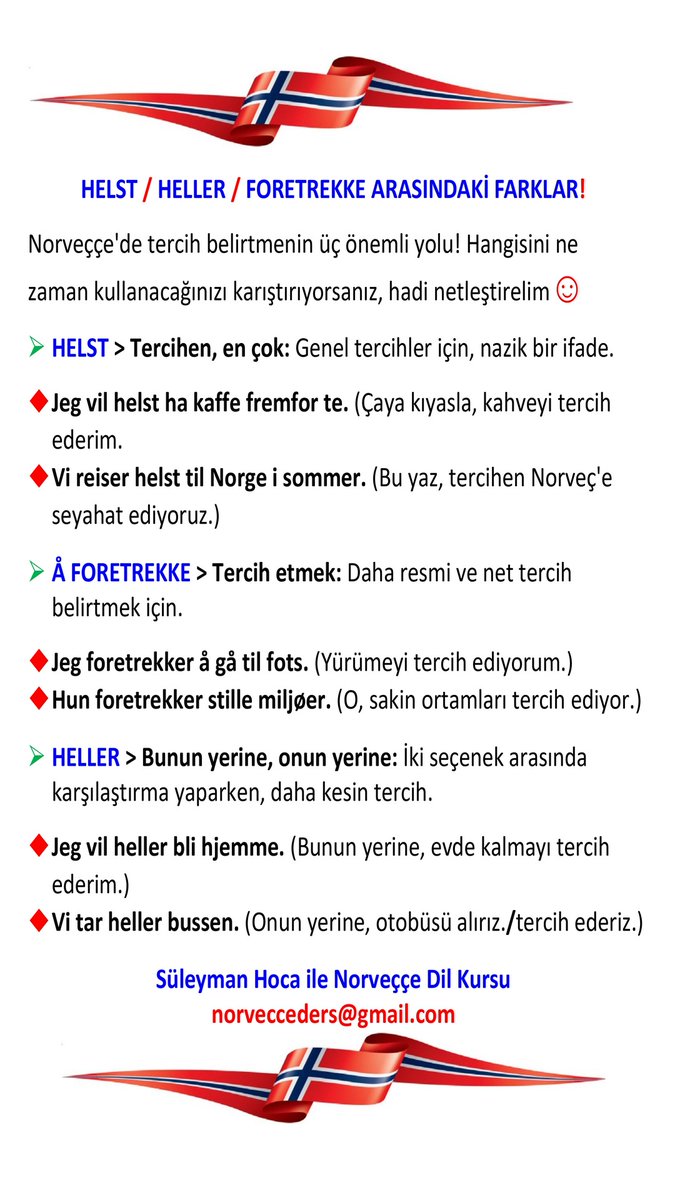 Sorular için, yorumlar lütfen. Kurslarımla ilgili detay ve ücret bilgisi için, mesaj gönderebilirsiniz. 
#norveccedilkursu #norveçceözelders #learnnorwegian #norvecce #norvecceöğreniyorum #norveç #ibsen #udi #speaknorwegian #learnnorwegian #norskprøve #nokut #helsedirektoratet