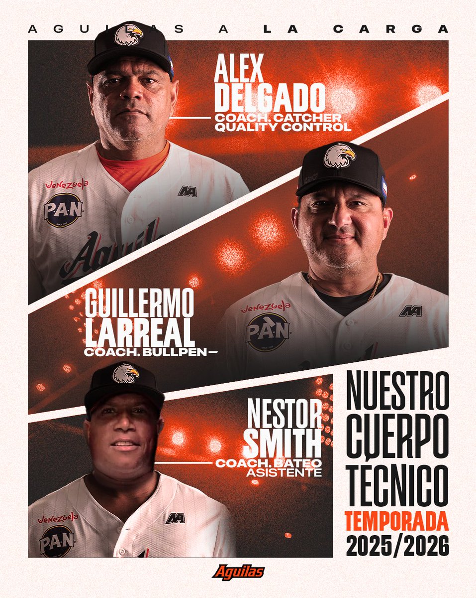 EdicionFinal's tweet image. #lvbp | Águilas del Zulia da a conocer su staff de coach para la temporada 2025-2026.

Nombres como Alex Delgado, Lioso Navas, Wilson Álvarez resaltan en el equipo rapaz.

#edicionfinal #beisbol #baseball #zulia