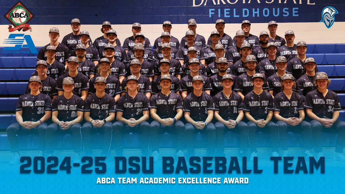 Dakota State University Athletics (@dsu_trojans) on Twitter photo ⚾️📚I <a href="/DSU_Baseball_/">Dakota State University Baseball</a> cited on 2024-25 <a href="/ABCA1945/">ABCA</a> Team Academic Excellence Award, presented by <a href="/Sports_Attack/">SportsAttack</a>
Trojans received the award for the 3rd straight year from ABCA
📰 tinyurl.com/52xbjkdp
#TrojanNation⚔️ I #TheRightWayToPlay ⚾️📚I <a href="/DSU_Baseball_/">Dakota State University Baseball</a> cited on 2024-25 <a href="/ABCA1945/">ABCA</a> Team Academic Excellence Award, presented by <a href="/Sports_Attack/">SportsAttack</a>
Trojans received the award for the 3rd straight year from ABCA
📰 tinyurl.com/52xbjkdp
#TrojanNation⚔️ I #TheRightWayToPlay