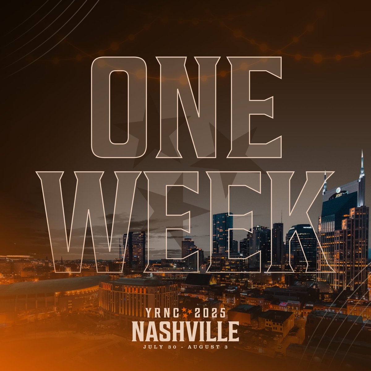 yrnational's tweet image. ๐จ ONE WEEK OUT ๐จ
YRNC 2025 kicks off in just 7 days! The energy, the speakers, the reconnecting โ itโs all just days away. Are you ready? ๐บ๐ธ๐ธ
๐ July 30โAugust 3
๐ Nashville, TN
#YRNC2025 #Nashville #YoungRepublicans #YRsLead #YRNCNashville