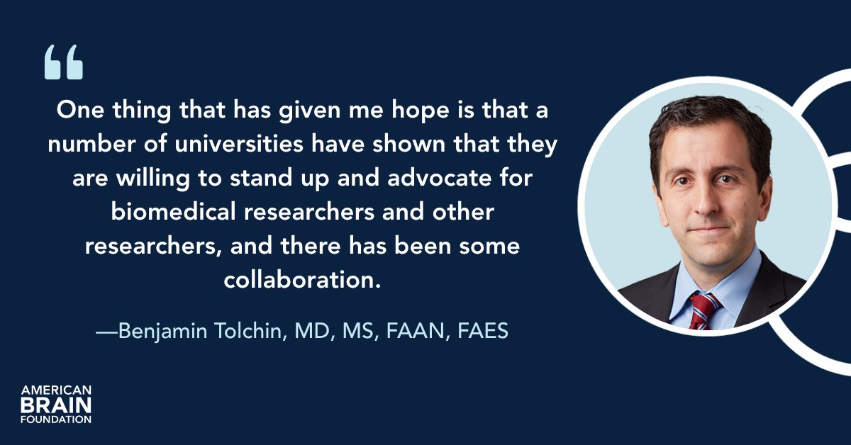 ABFbrain's tweet image. Benjamin Tolchin, MD, MS, FAAN (Yale, New Haven) and Eyal Kimchi, MD, PhD (Northwestern, Chicago), past ABF grant recipients (in 2015 and 2014, respectively) spoke with us about the climate for research funding, following federal cuts to NIH, and what still gives them hope.