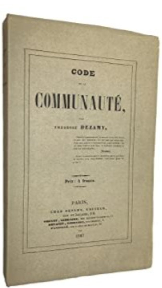 TheHistoryOfSo1's tweet image. French communist revolutionary Théodore Dézamy died July 24, 1850. Inspired by Babeuf and Buonarroti, he joined Blanqui's Society of the Seasons failed 1839 uprising. His book, "Code of the Communaut," argued for the revolutionary proletarian self-organization in #OTD #France