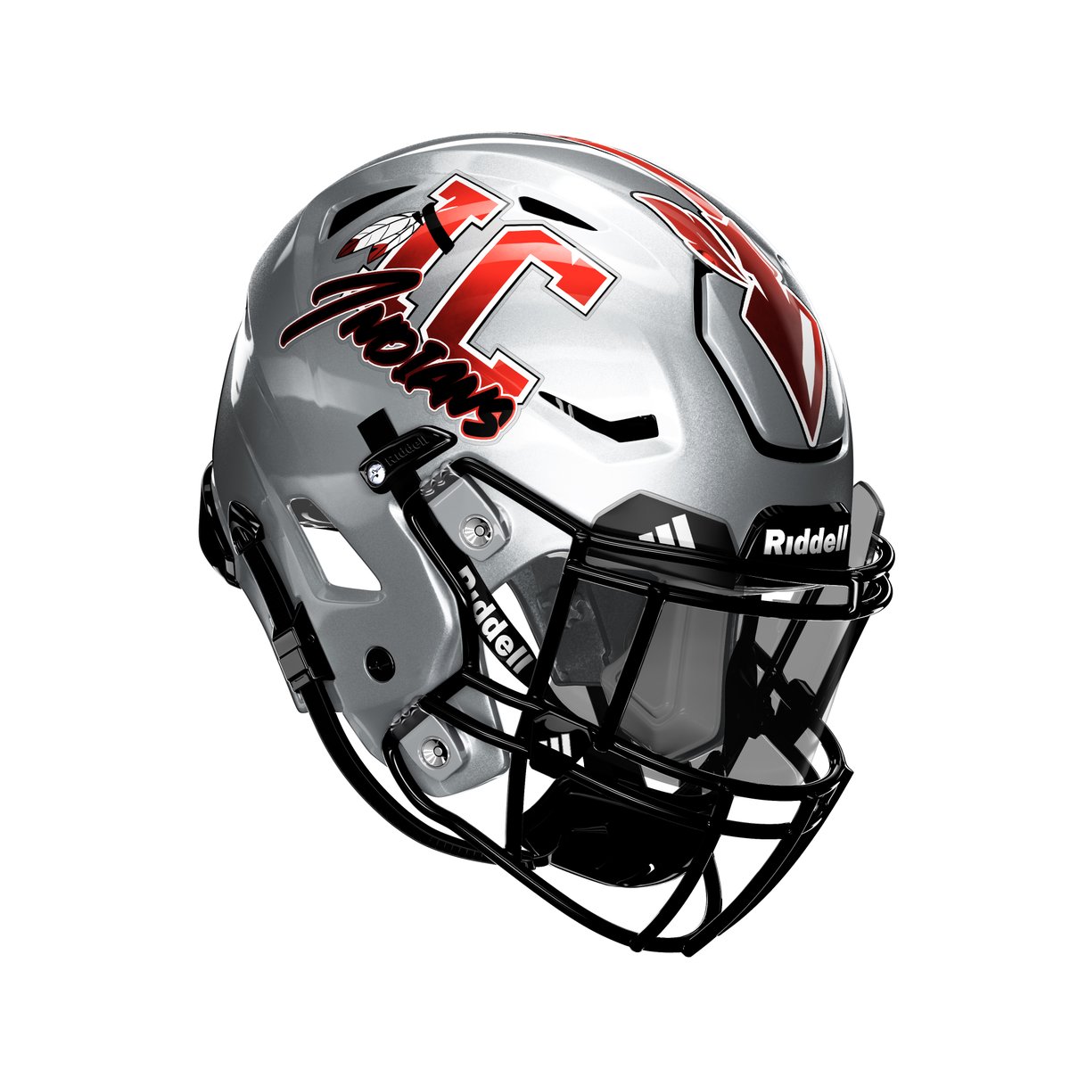 HelmetMissouri's tweet image. Pumped to be a part of this new look from The Peach State; the Irwin County Indians!
Really like the block letter/script combo. Add in a sweet stripe and a little red chrome and this one pops!
Huge thanks to @CoachHarold73 and the Indians choosing @417helmets!