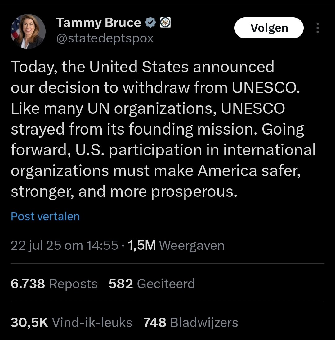 sevslv's tweet image. US withdrawing from UNESCO 🤦♂️
Has it ever occurred to you that it is rather the US that strayed from its professed mission and that UNESCO isn't the actual problem here?