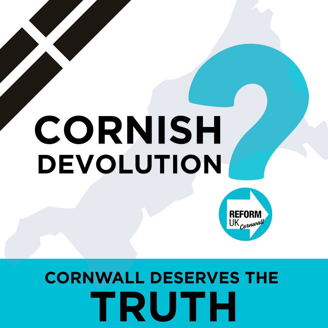 Reform UK opposes
Cornish Devolution. There has been no public engagement and this romantic notion will cost the Cornish people tens of millions. Lib Dems are leading Cornwall down a very dangerous path without a plan of how we will pay for it. #Cornwall #CornishDevolution