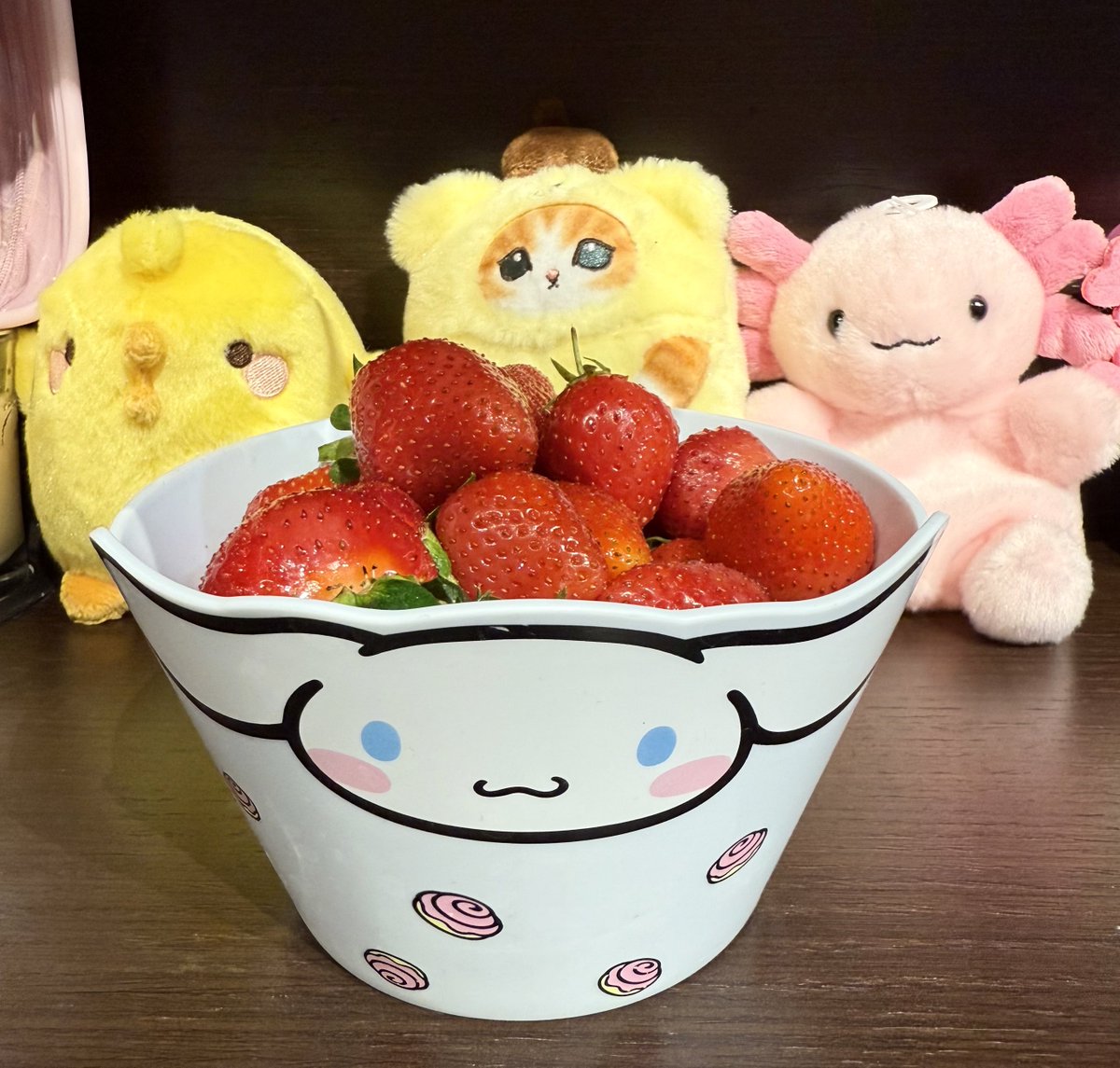 Eating strawberries in my Cinnamoroll bowl🍓✨
