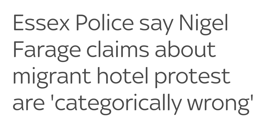 'Literally bussing masked thugs to the protest'?

“We’ve not driven anybody to that protest... We did take people away for their safety, for the safety of everyone there, because it was the best operational thing to do to prevent violence, to defuse the situation” - Essex Police.