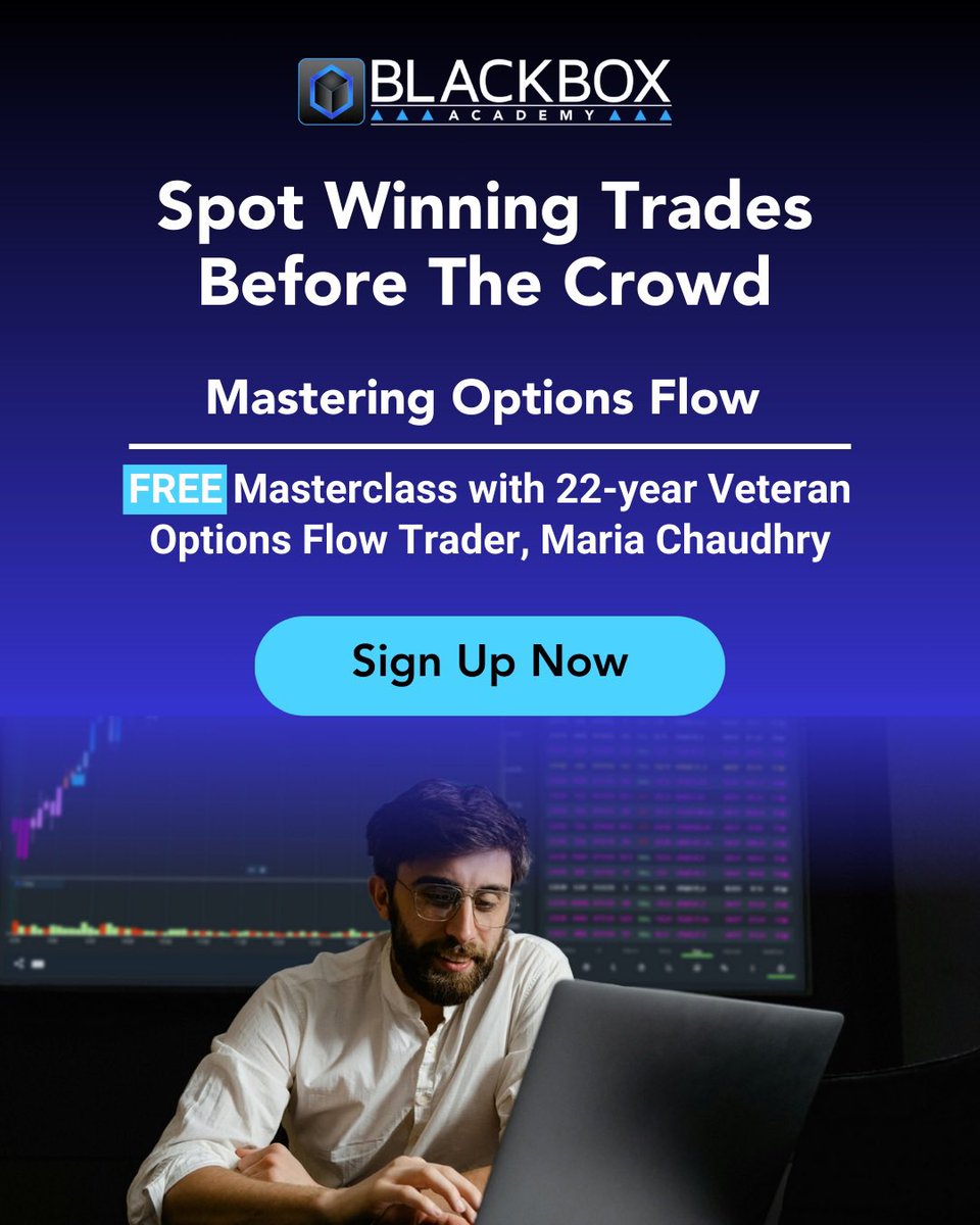BlackBoxStocks's tweet image. 🌐 want to understand options flow data better? FREE webinar w/ @mchaudhry82. Learn Smart Money signals, patterns &amp;amp; risk management. 

Register: academy.blackbox.io/mastering-opti… #OptionsFlow #TradingTools
