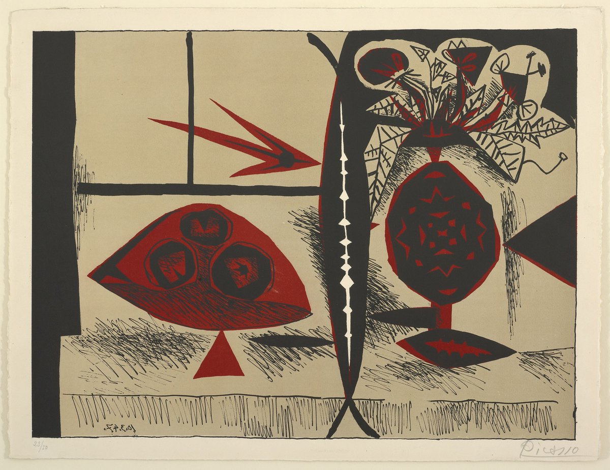 Composition with Vase of Flowers, 1947 #artbots #picasso