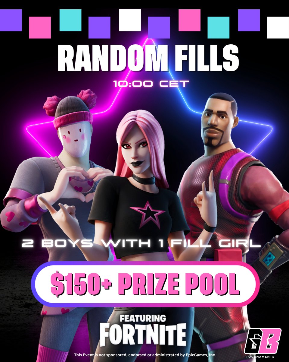 GirlyBella (@igirlybella) on Twitter photo More Zero Builds coming your way!
🏆RANDOM FILLS
⏰ July 24th | 10:00 CET
💰 $150+ Prize Pool | CO-ED ZB
👬 Boys Sign up as Duo
🧍♀️ Girls Sign up as Solo
➡️ Follow <a href="/iGirlyBella/">GirlyBella</a>
♻️Like, Retweet, Reply with interest. More Zero Builds coming your way!
🏆RANDOM FILLS
⏰ July 24th | 10:00 CET
💰 $150+ Prize Pool | CO-ED ZB
👬 Boys Sign up as Duo
🧍♀️ Girls Sign up as Solo
➡️ Follow <a href="/iGirlyBella/">GirlyBella</a>
♻️Like, Retweet, Reply with interest.