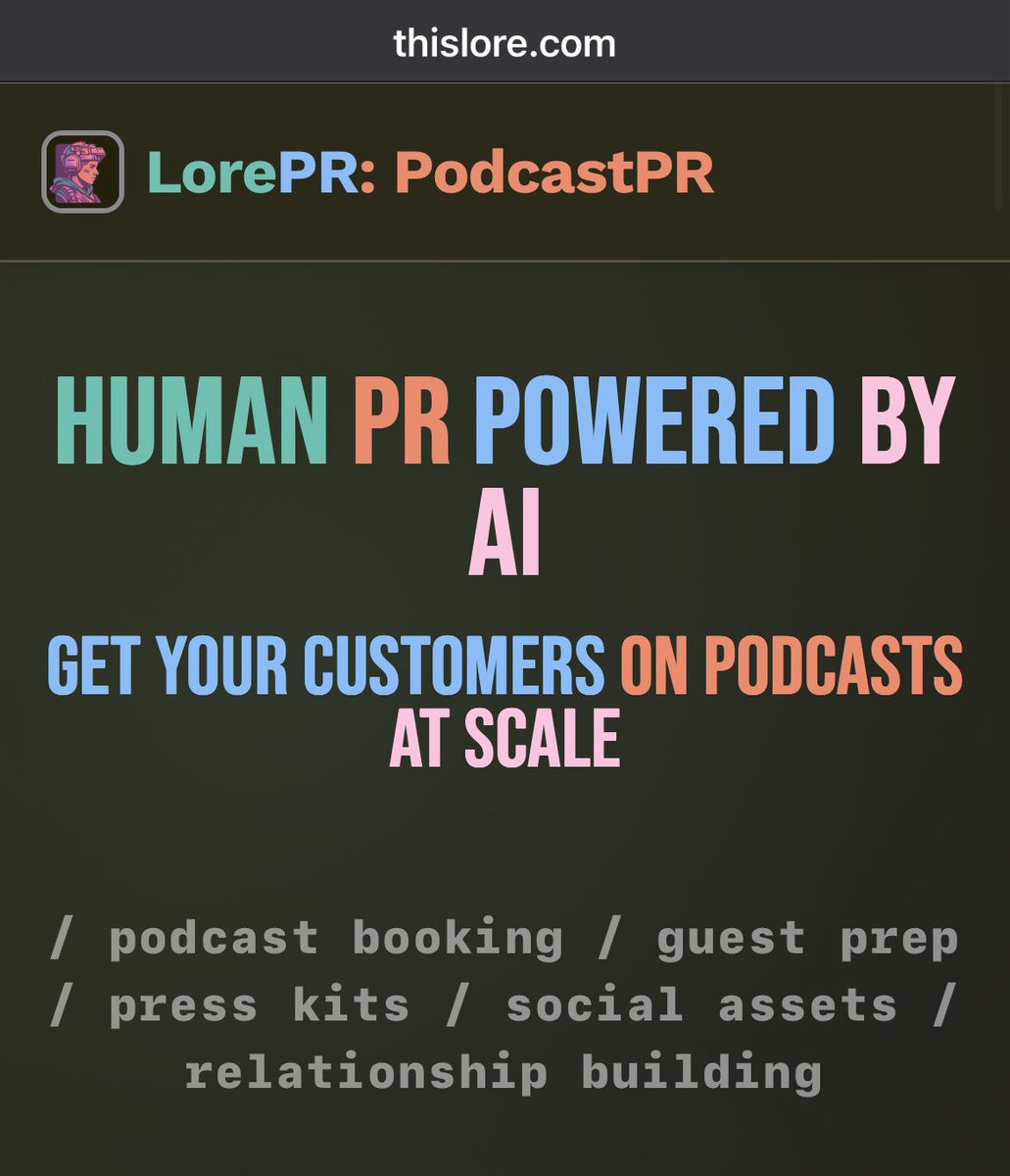 ThisLorePR's tweet image. 👋
Welcome to LorePR, where we get you booked onto podcasts at a quarter of the price to use an agency

Let’s show you our process 🧵👇🏽