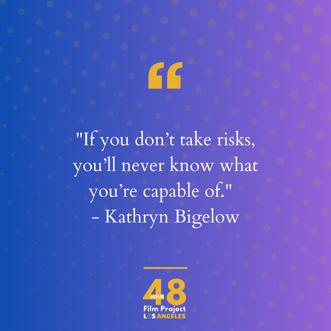 For #WednesdayWisdom ….filmmakers, ignite your spirit: “If you don’t take risks, you’ll never know what you’re capable of.” 🎬 This is YOUR TIME⏰ to seize the moment and step into the challenge! Register now at 48hourfilm.com/la! 🙌