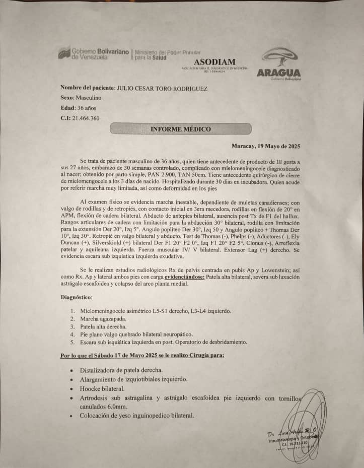 Camaradas por favor 🙏 atender situación de salud, paciente de Aragua requiere FÉRULAS las mismas son indicadas en los anexos a continuación: