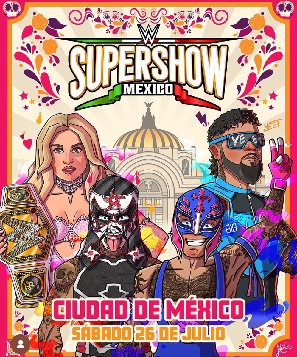 FadeAwayMedia's tweet photo. WWE &amp; ARTIST ALEX CARRILLO JUST DROPPED THE COLDEST POSTERS FOR THE UPCOMING SHOWS IN MEXICO 🇲🇽 

(🎨: @AlexCarrilloF) https://t.co/FG7KDAEt5n