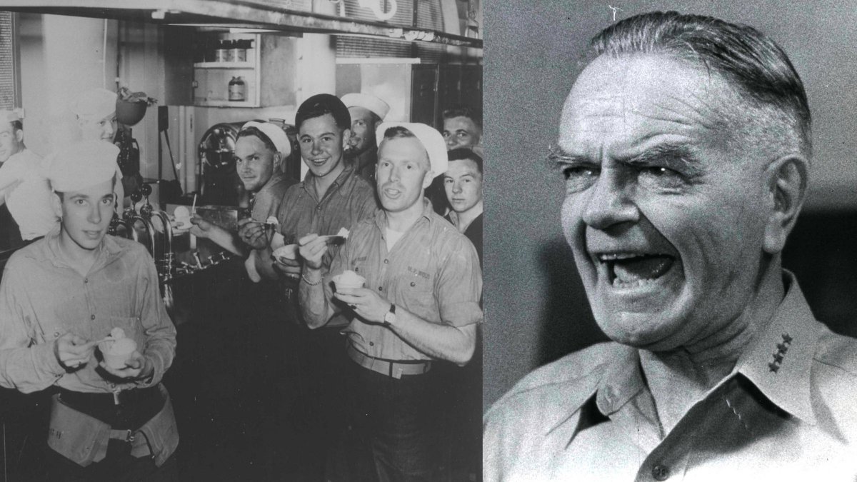 It's National Vanilla Ice Cream Day! On a U.S. Navy ship during WWII, two officers were trying to pull rank to cut in line for ice cream when someone barked at them to wait their turn. As the officers looked to see who had dared to rebuke them, they spotted ADM Bull Halsey