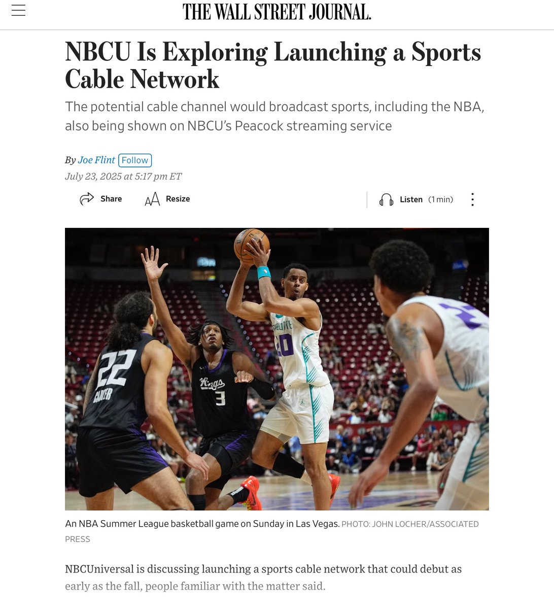mikealelliott's tweet image. First it was Max going back to its original name HBO Max, now it’s NBC Universal exploring launching a sports cable network. This comes after they shuttered their previously existing sports cable network NBCSN less than 4 years ago.
wsj.com/business/media…