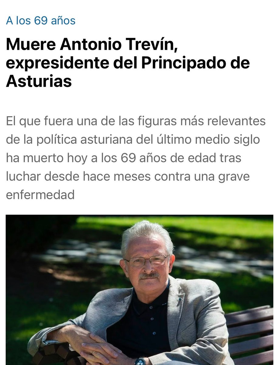 Acabo hoy con esta fatal noticia. Coincidimos en la Comisión de Interior del ⁦⁦<a href="/Congreso_Es/">Congreso</a>⁩ . Valiente, dialogante,sensato,político de raza y siempre Alcalde.  Llanes era su bandera. Fue de todo y para todos. 
Nos quedan charlas pendientes,Antonio. Pero Dios dispone.🙏