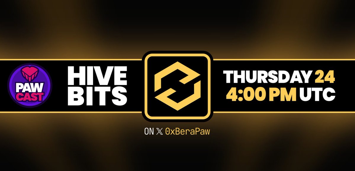 0xBeraPaw's tweet image. 🐾 We are pleased to announce another episode of PawCast, our Pawdcast, where we will have a relaxed conversation with our guests about the DeFi universe!

And we are excited to welcome @hivebits_io as our guests.

Don&apos;t miss it!

Thursday, 4:00 PM UTC on our X.