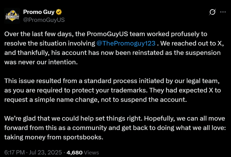 PlusBoosts's tweet image. "We got him taken down without reaching out, but then we worked profusely to get him unbanned."
🤡