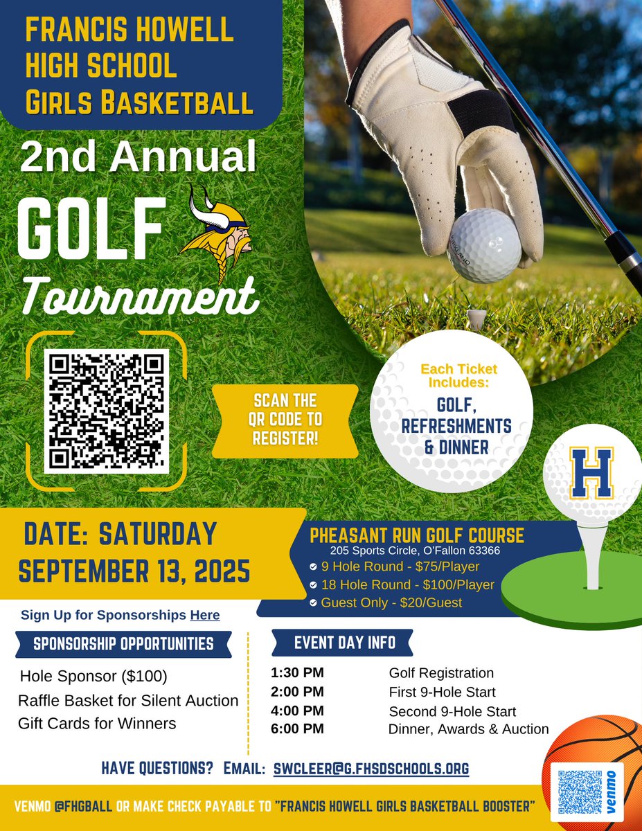 Join us for our 2nd Annual Golf Tournament to help support our Girls BBall program! Contact Coach Cleer if you have any questions! ⛳️