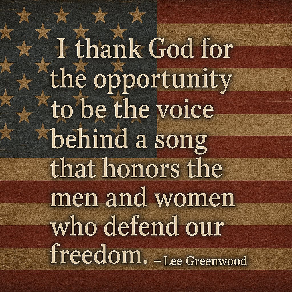 TheLeeGreenwood's tweet image. “I thank God for the opportunity to be the voice behind a song that honors the men and women who defend our freedom.”
Lee Greenwood