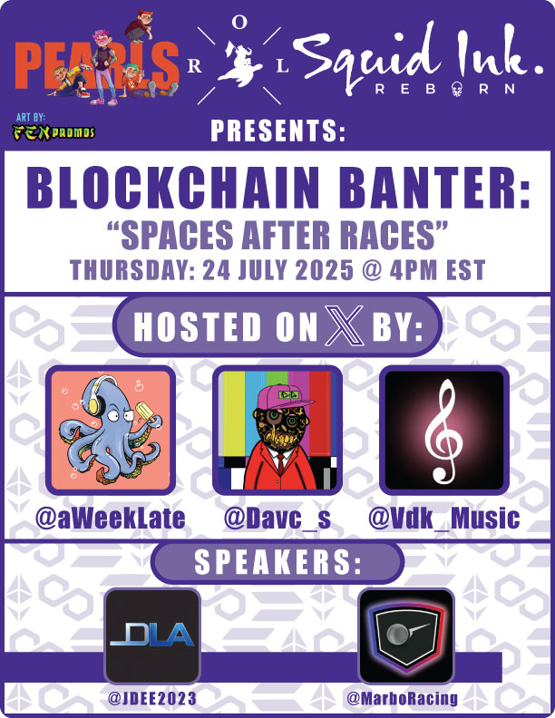 🎙️ A Week Late Podcast 🎙️ (@aweeklate) on Twitter photo I will be Co-Hosting #BlockchainBanter: #SpacesAfterRaces Tomorrow @ 4PM EST w/ <a href="/Vdk_Music/">VDK Music 🇨🇦</a> & <a href="/Davc_s/">Dave Swinbank</a>!
Guest Speakers <a href="/JDEE2023/">🪖☮️🇪🇨🇺🇸🌱➕JDLA</a> & <a href="/MarboRacing/">Marbo Racing League</a>!
#Tech #Web3 #Music #Gaming #Comedy
Link below 👇👇👇 See you there!
x.com/i/spaces/1OyKA… I will be Co-Hosting #BlockchainBanter: #SpacesAfterRaces Tomorrow @ 4PM EST w/ <a href="/Vdk_Music/">VDK Music 🇨🇦</a> & <a href="/Davc_s/">Dave Swinbank</a>!
Guest Speakers <a href="/JDEE2023/">🪖☮️🇪🇨🇺🇸🌱➕JDLA</a> & <a href="/MarboRacing/">Marbo Racing League</a>!
#Tech #Web3 #Music #Gaming #Comedy
Link below 👇👇👇 See you there!
x.com/i/spaces/1OyKA…