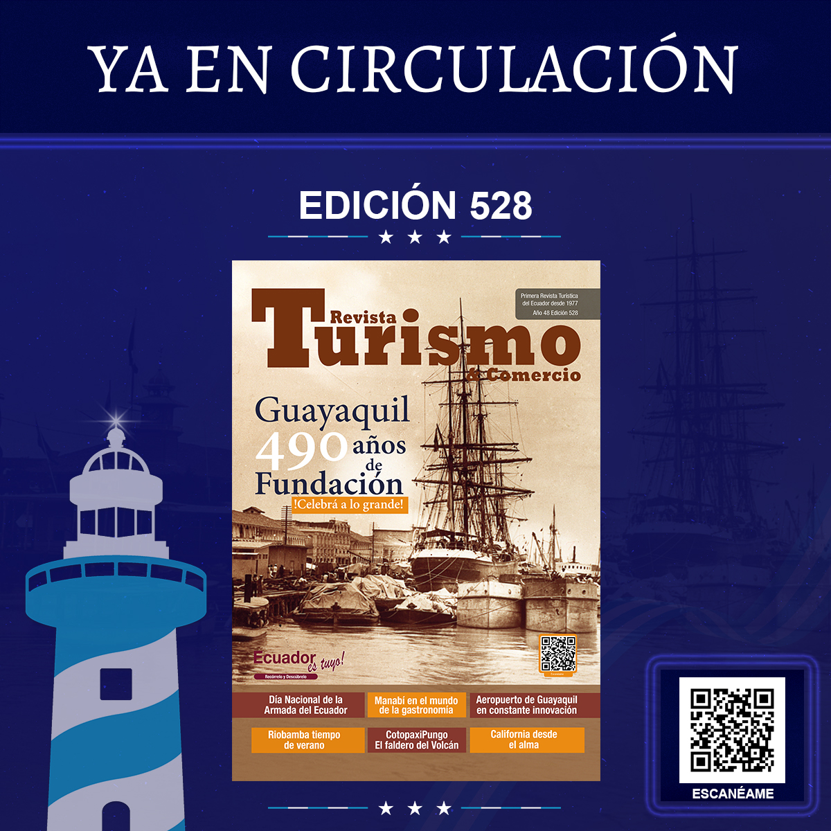 🎉¡Guayaquil celebra 490 años de historia!
Revista Turismo y Comercio presenta una edición especial conmemorativa 🇪🇨
📍 Armada del Ecuador
🍴 Sabor manabita
✈️ Aeropuerto de GYE
🏞️ Cotopaxi Pungo
🌞 Riobamba en verano
📲 Léela en 👉turismocomercio.com/revista/edici%…
#Guayaquil490 #TurismoEC