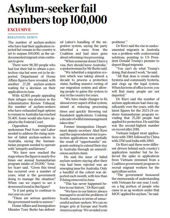 We've now reached the stage where the figure is nearly five times our annual humanitarian program intake of 20,000. Given this trend has occurred over a number of years, what is the Government doing to manage the situation? When can we expect to see a downward trend in this