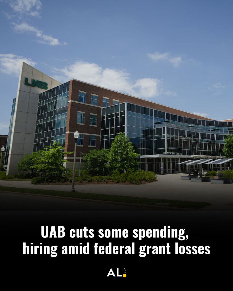 aldotcom's tweet image. University of Alabama at Birmingham officials are telling staff to cut back on spending and limit hiring as the school adjusts to dramatic federal funding cuts.
Read more: al.com/educationlab/2…