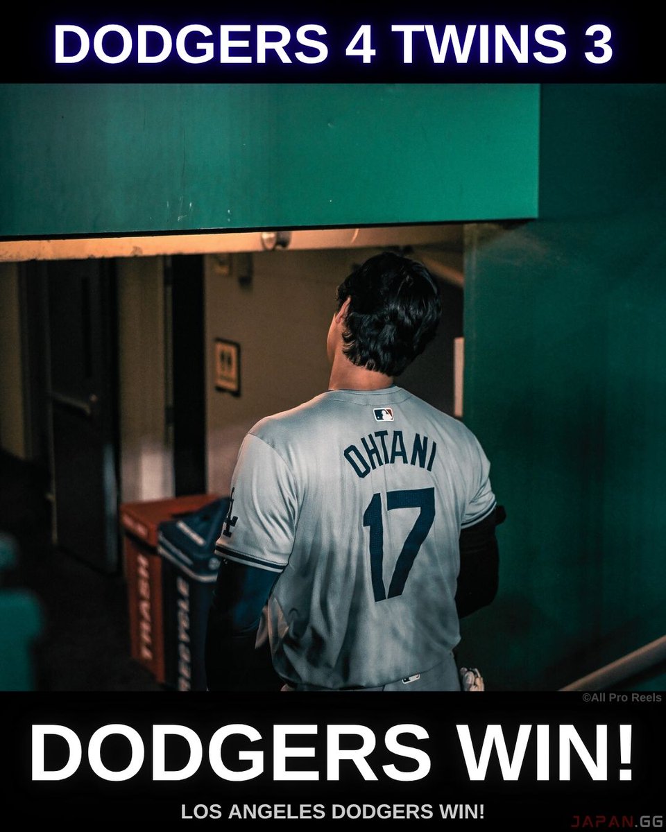 JapanggX's tweet image. DODGERS WIN IN THE 9th Inning!
Dodgers 4, Twins 3
#LetsGoDodgers #大谷翔平 ⚾