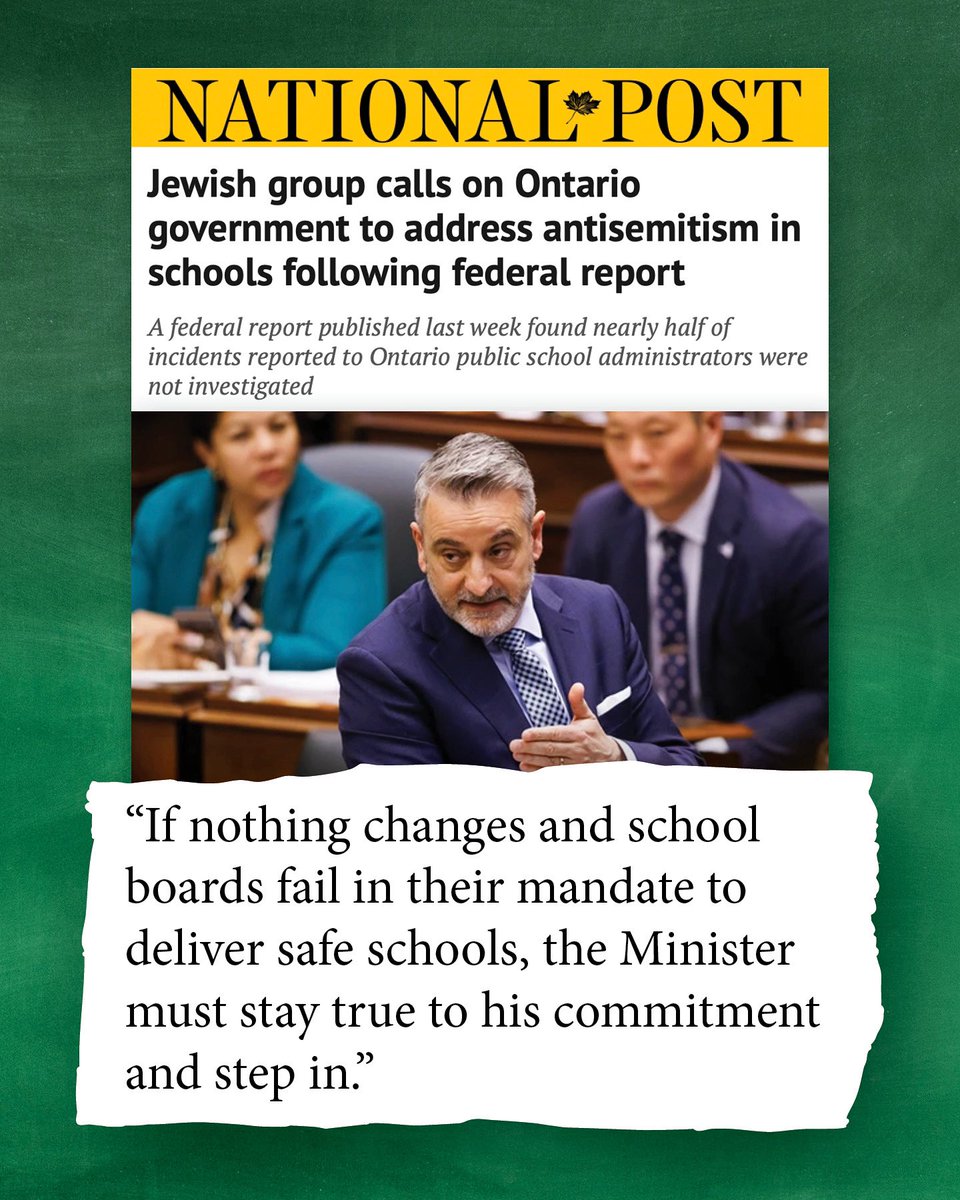 CIJAinfo's tweet image. Every student has the right to be safe at school.
CIJA’s Director of Government Relations, Ontario @JoshLandau_CIJA spoke with @ariblaff of the @thenationalpost about our letter to the Government of Ontario, calling for a comprehensive strategy to confront antisemitism in…