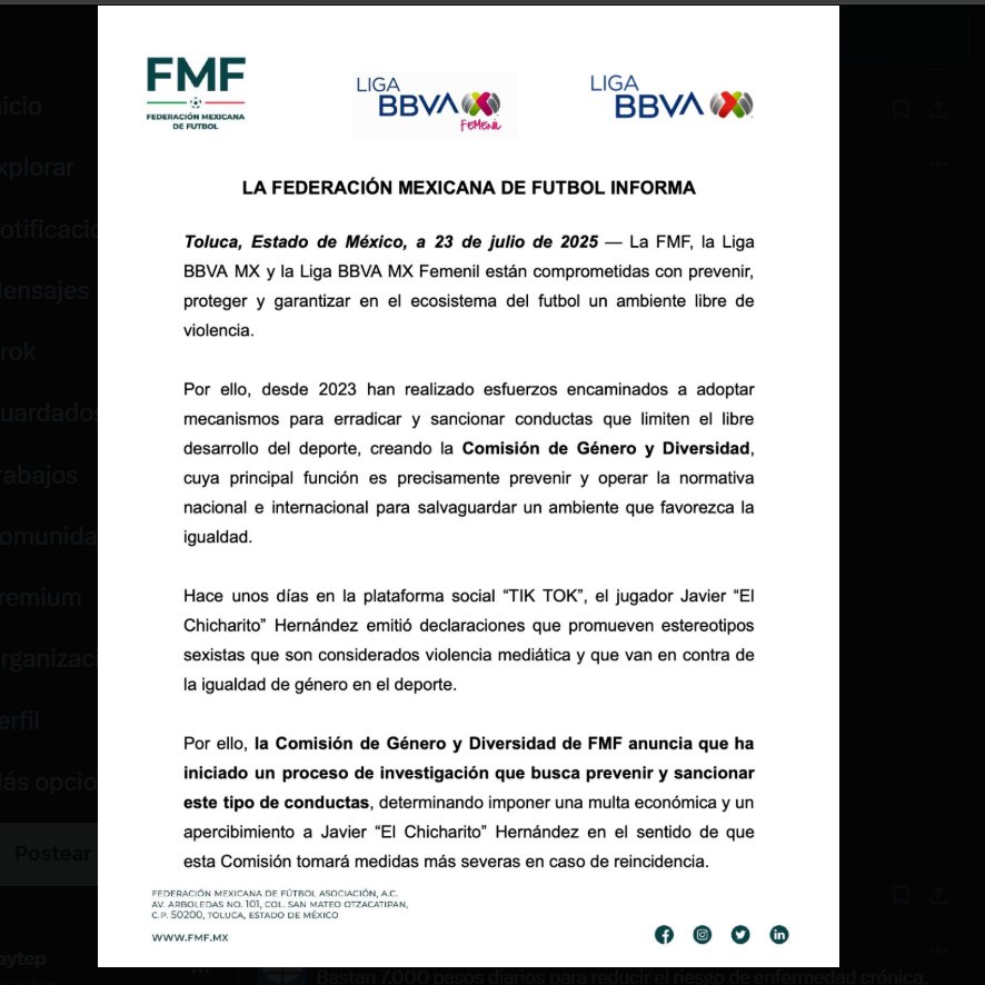 raytep's tweet image. Aplastan a Chicharito.
-Femexfut, Chivas y Puma (patrocinador del Guadalajara) lamentan las declaraciones misóginas de Hernández
-La Federación anuncia multa y apercibimiento
-El club revisa el caso y lo sancionará
-Puma le retirará patrocinio
Puras cosas "chingonas"
#Chicharito