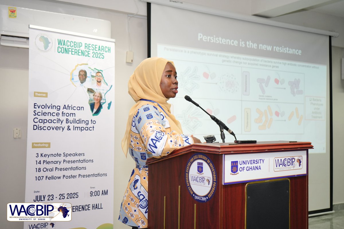 Our next presenter, Tosin Senbadejo discusses part of her PhD research on how E. coli persistence remodels gene expression to evade antibiotics. She explains that unlike resistance, persistence is a phenotypic survival strategy where a subpopulation of bacteria enters a dormant