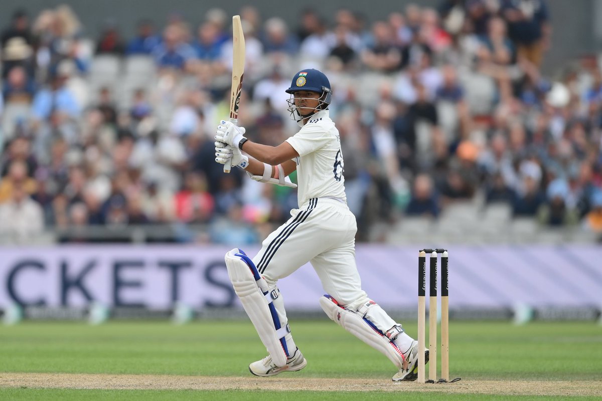 ICC's tweet image. A gripping opening day in Manchester 📸

#WTC27 #ENGvIND ✍️: icc-cricket.com/news/sudharsan…