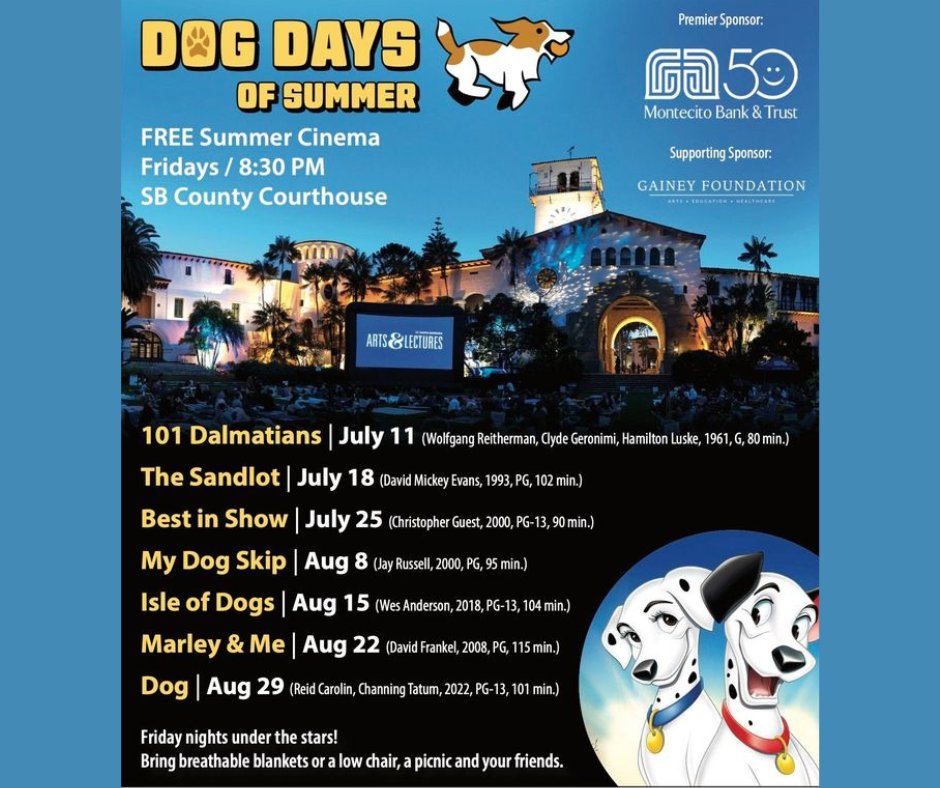 countyofsb's tweet image. Looking for a fun family-friendly activity on Friday nights? Check out Dog Days of Summer: a FREE Summer Film Series! This Friday, there will be a screening of Best in Show 🐩🏆