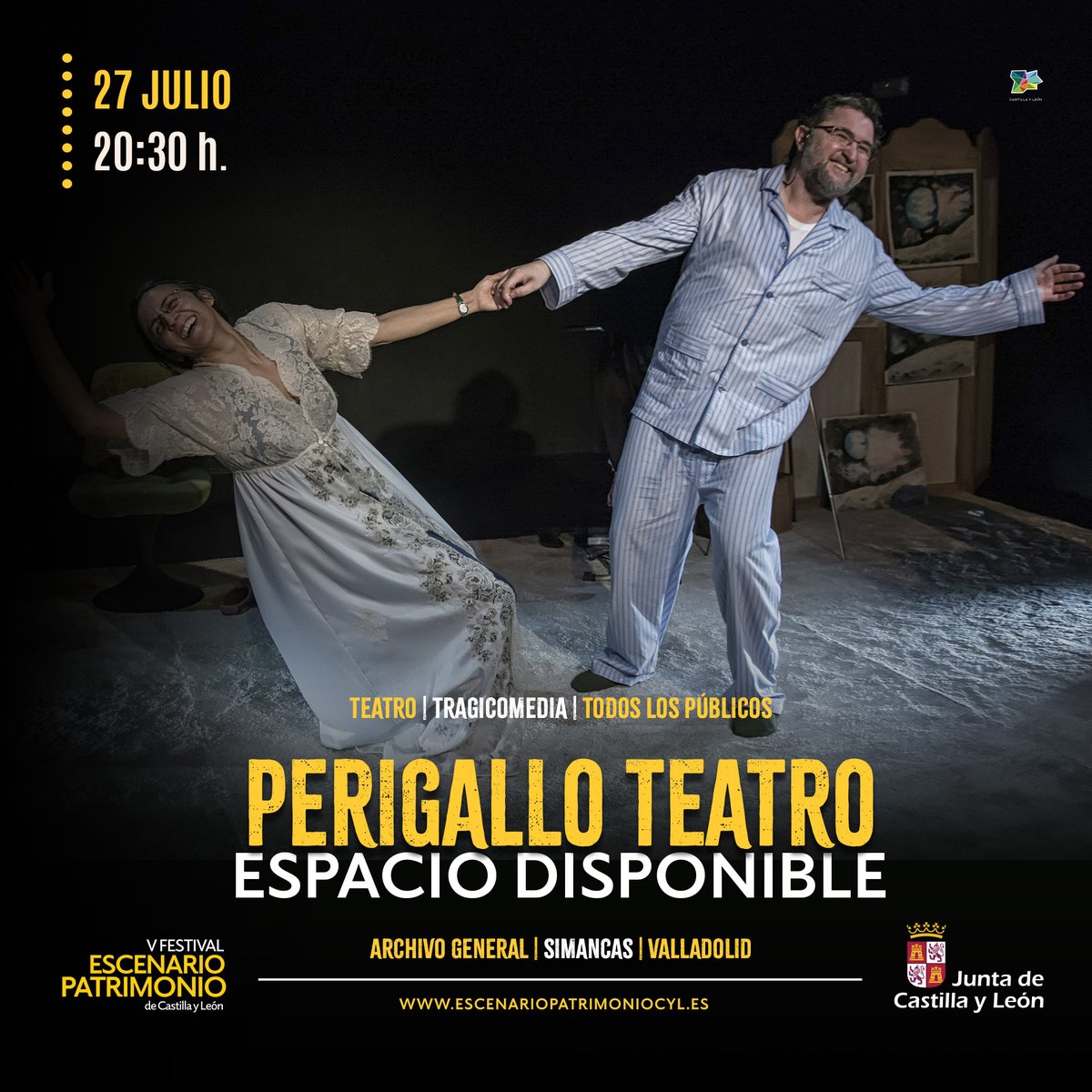 Escenario Patrimonio CyL (@escenariocyl) on Twitter photo 🎭 ‘Espacio Disponible’ es una divertida reivindicación del poder de la comedia y la belleza, protagonizada por la prestigiosa compañía Perigallo Teatro, dentro de <a href="/EscenarioCyl/">Escenario Patrimonio CyL</a>
📆 27 julio ⏱ 20:30 h.
📍 Archivo General | Simancas (Valladolid)
ℹ️ escenariopatrimoniocyl.es 🎭 ‘Espacio Disponible’ es una divertida reivindicación del poder de la comedia y la belleza, protagonizada por la prestigiosa compañía Perigallo Teatro, dentro de <a href="/EscenarioCyl/">Escenario Patrimonio CyL</a>
📆 27 julio ⏱ 20:30 h.
📍 Archivo General | Simancas (Valladolid)
ℹ️ escenariopatrimoniocyl.es