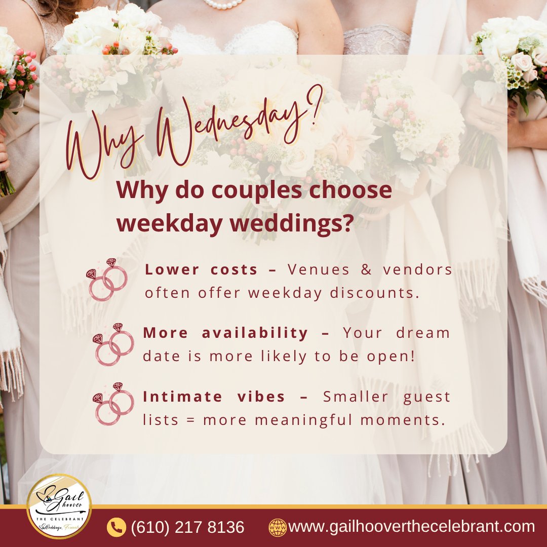 CelebrantGail's tweet photo. Would you consider saying “I do” on a Wednesday? Check this out,
#WhyWednesday #WeekdayWeddings #LehighValleyofficiant #LehighValley https://t.co/u7NF7H5cOF