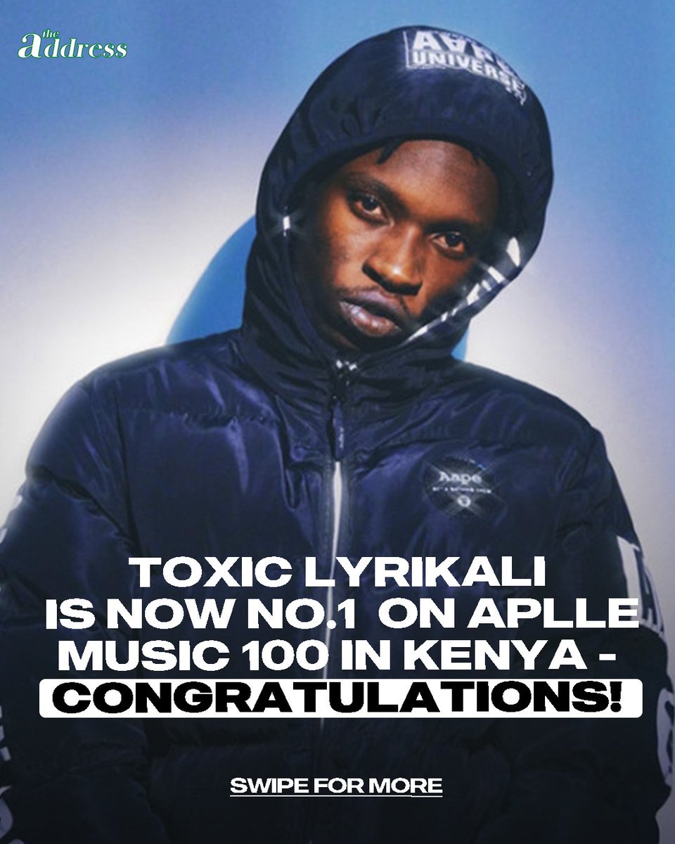 THEADDRESS_KE's tweet image. Just looked at the Kenya Apple Music 100 Chart this evening -
Bien's new single "All my enemies are suffering' has already climbed to No.2 🚀
Toxic Lyrikali has been No. 1 this week! And previously stayed at No. 2 for weeks! 🙌