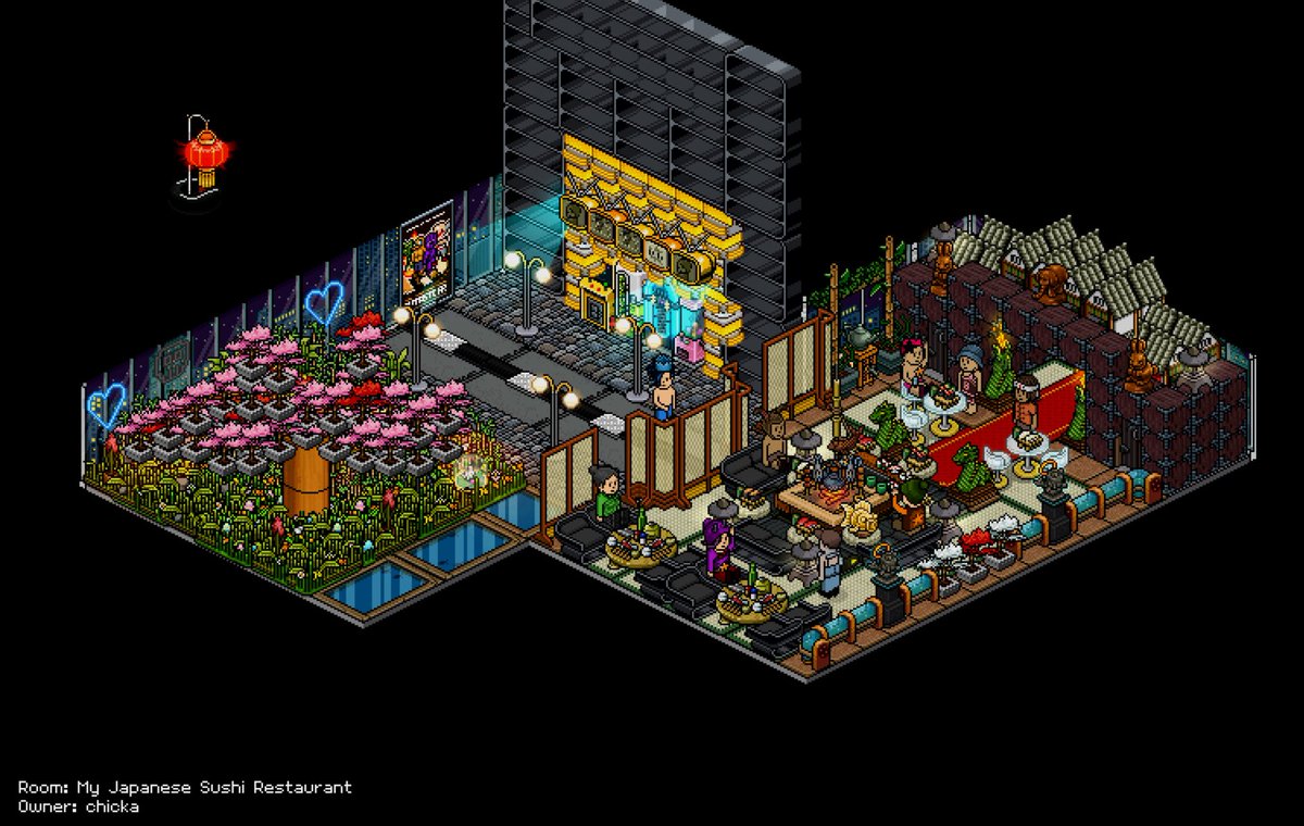 chickaOrigins's tweet image. Here is my entry for @HabboOrigins Japanese sushi restaurant room building competition. Inspired by downtown Tokyo🇯🇵🌸
@SulakeDominic @SulakeMorgana