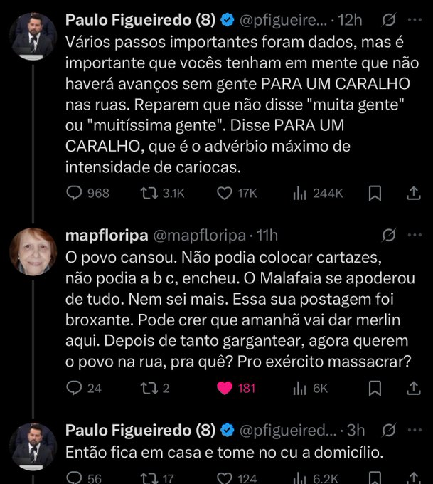WSG89's tweet image. Paulo Figueiredo, a.k.a Paulinho tic-tac não gostou de ser contrariado (com razão) por uma seguidora idosa e resolveu mostrar todo o seu "amor" por ela. Me parece que, na cabeça dessa gente, idosos só servem para fazer doações em dinheiro e ser escudo da família Bolsonaro.