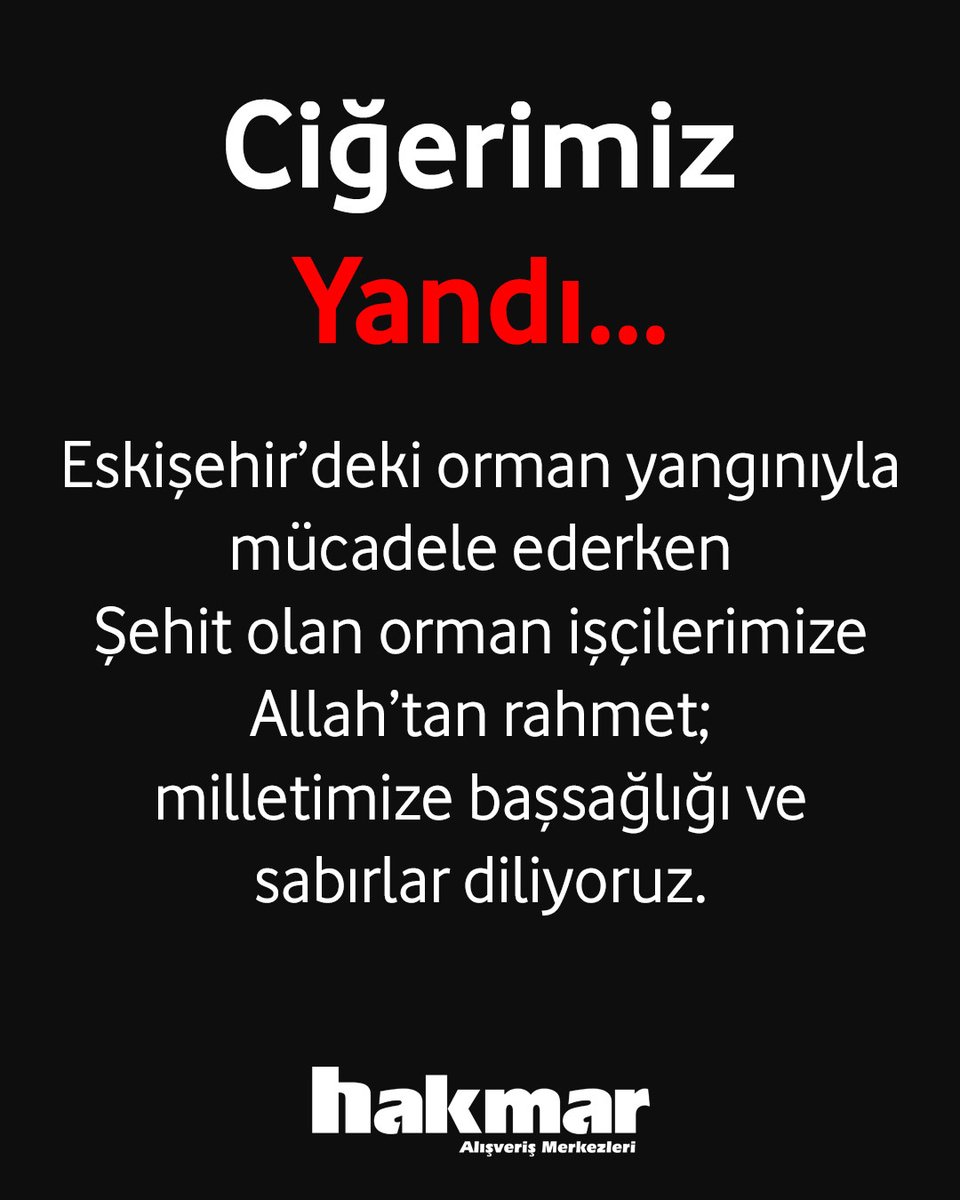 Eskişehir’deki orman yangınıyla mücadele ederken Şehit olan orman işçilerimize Allah’tan rahmet; milletimize başsağlığı ve sabırlar diliyoruz. 🇹🇷