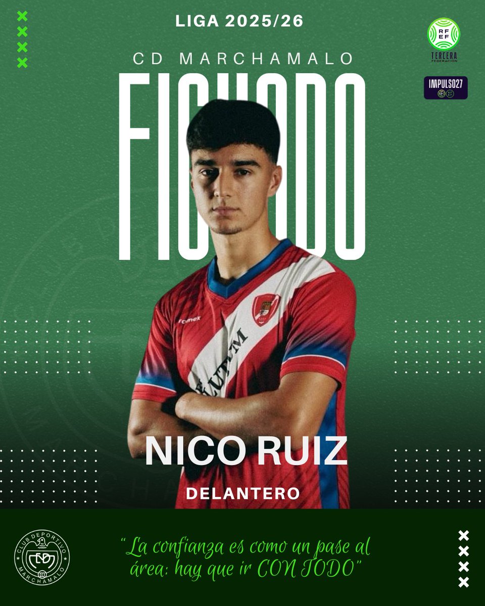 📢 FICHAJE: NICO RUIZ, JUVENTUD Y HAMBRE DE GOL PARA NUESTRA DELANTERA

La ilusión y el hambre de gol se visten de verde. Sumamos a nuestra familia a Nico Ruiz, un joven delantero madrileño que llega decidido a aprovechar esta oportunidad.

+INFO: cdmarchamalo.es/nico-ruiz-juve…