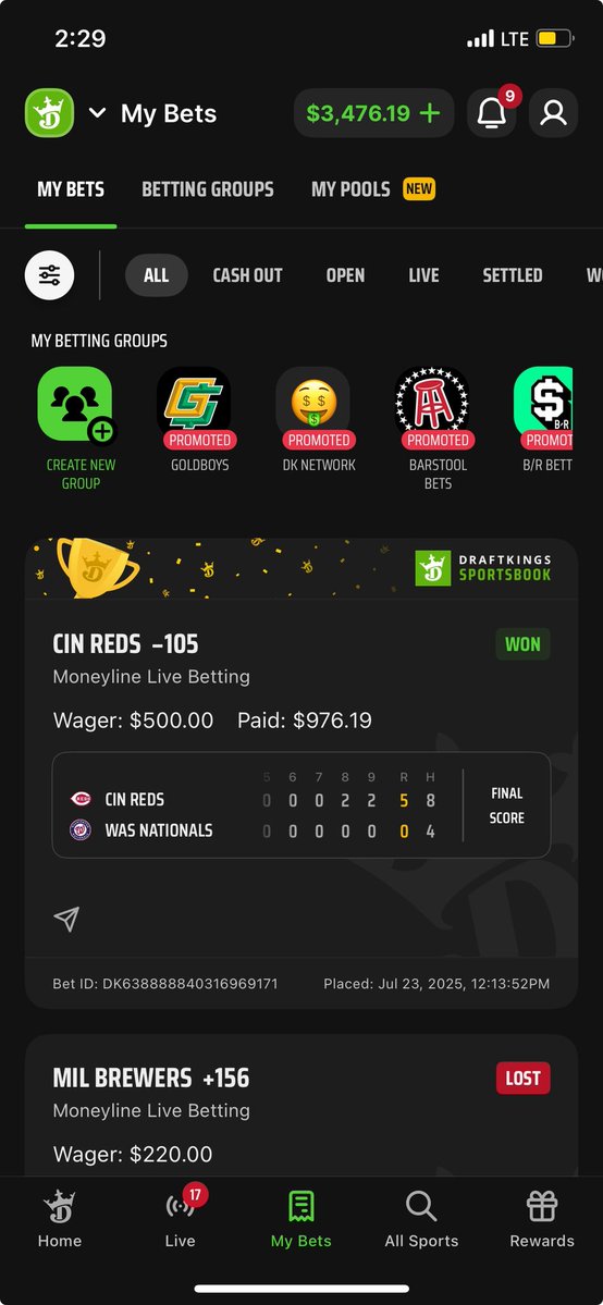 shooterFGM's tweet image. 7/23/2025 LIVE ACTION !! #draftkings #sixfiguresummer #sportsbettingpicks #ebony