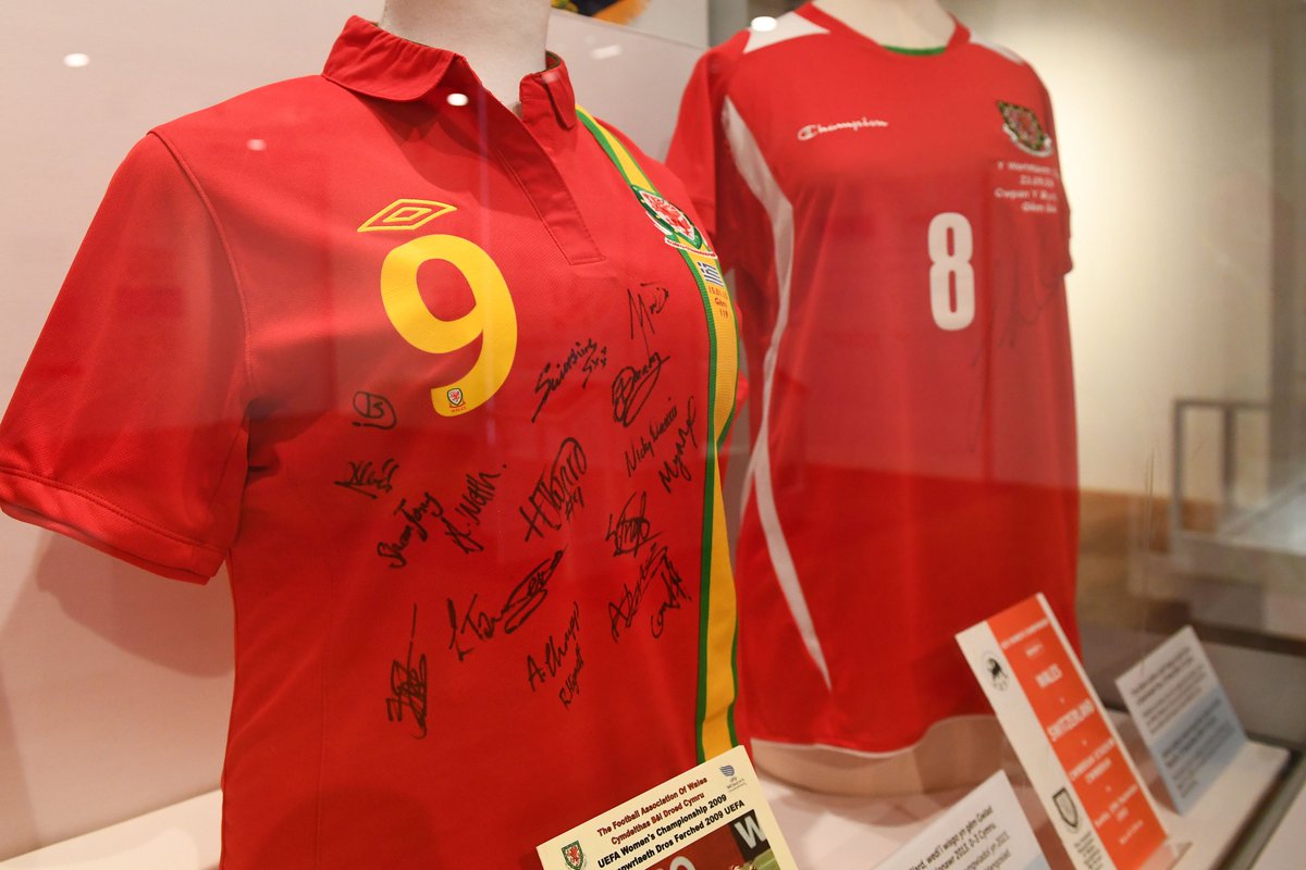 FootyMuseumWal's tweet photo. Wales is...for her 🏴󠁧󠁢󠁷󠁬󠁳󠁿

A pleasure to support @StFagans_Museum  with their latest exhibition.
 
The journey of women’s football in Wales hasn’t been easy. From a 50-year ban to lack of funding, its rise in popularity happened against all odds. 

Today, the Cymru Women’s team is attracting record crowds, and their recent success has inspired young girls across the country to support and play the game.

This display has been created in partnership with the Welsh Football Collection, Wrexham County Borough Museum and the Football Association of Wales. It includes stories and objects relating to the national team from Amgueddfa Cymru’s collection and our Welsh Football Collection.
