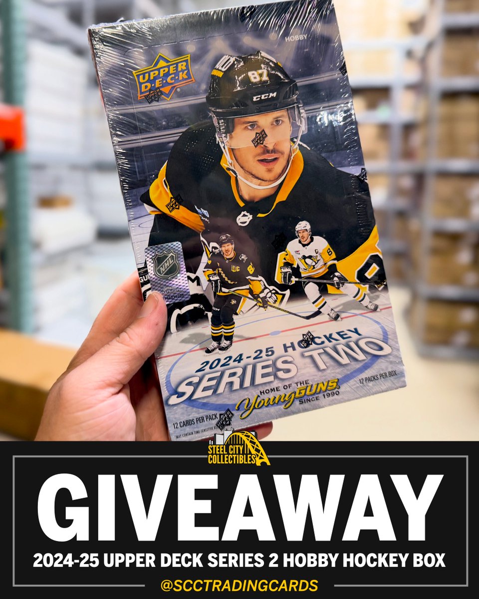 Steel City Collectibles (@scctradingcards) on Twitter photo 🚨 NSCC GIVEAWAY 🚨
RETWEET, LIKE, & FOLLOW <a href="/SCCTradingCards/">Steel City Collectibles | NSCC #345</a> for your chance to win this 2024-25 Upper Deck Series 2 Hobby Hockey Box from Steel City Collectibles!
Also enter on our Facebook and Instagram to increase your chances of winning!
#NSCC #NSCC25 <a href="/nsccshow/">The National Sports Collectors Convention Inc.</a> 🚨 NSCC GIVEAWAY 🚨
RETWEET, LIKE, & FOLLOW <a href="/SCCTradingCards/">Steel City Collectibles | NSCC #345</a> for your chance to win this 2024-25 Upper Deck Series 2 Hobby Hockey Box from Steel City Collectibles!
Also enter on our Facebook and Instagram to increase your chances of winning!
#NSCC #NSCC25 <a href="/nsccshow/">The National Sports Collectors Convention Inc.</a>
