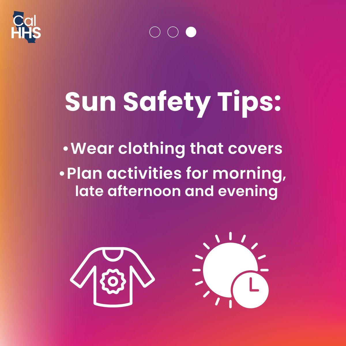 Cal_HHS's tweet image. During the summer, protection from UV rays is especially important. People of all skin tones can take simple steps to reduce the risk of sun damage & skin cancer. 😎