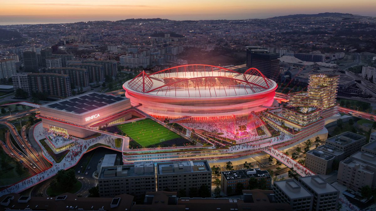 dezeen's tweet image. Populous unveils updated Benfica stadium design with integrated LED facade:
dezeen.com/2025/07/23/pop…