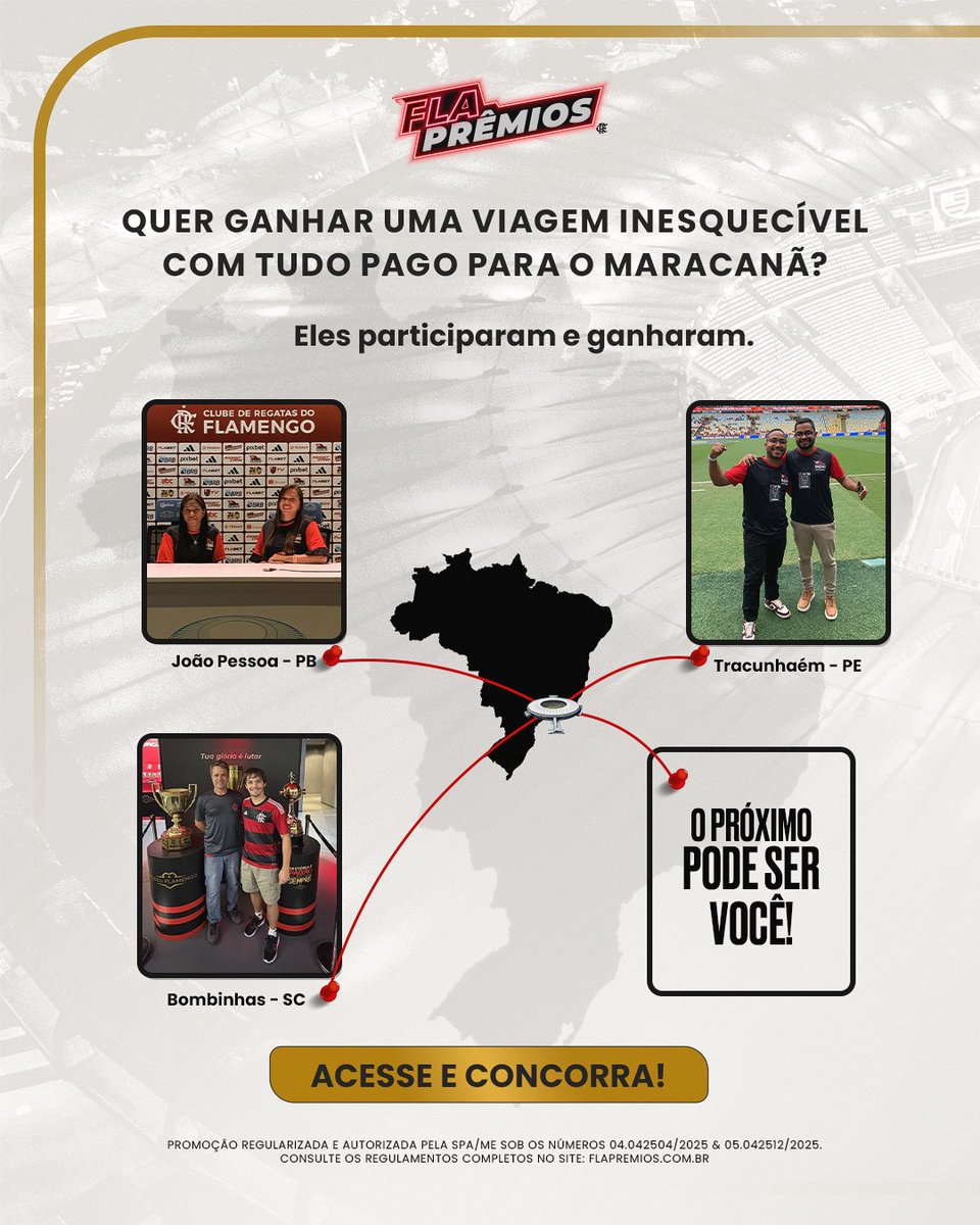 Flamengo's tweet image. Check-in aberto no Fla-Prêmios!
Acesse e concorra a uma viagem especial no RJ: flapremios.com.br
#ad