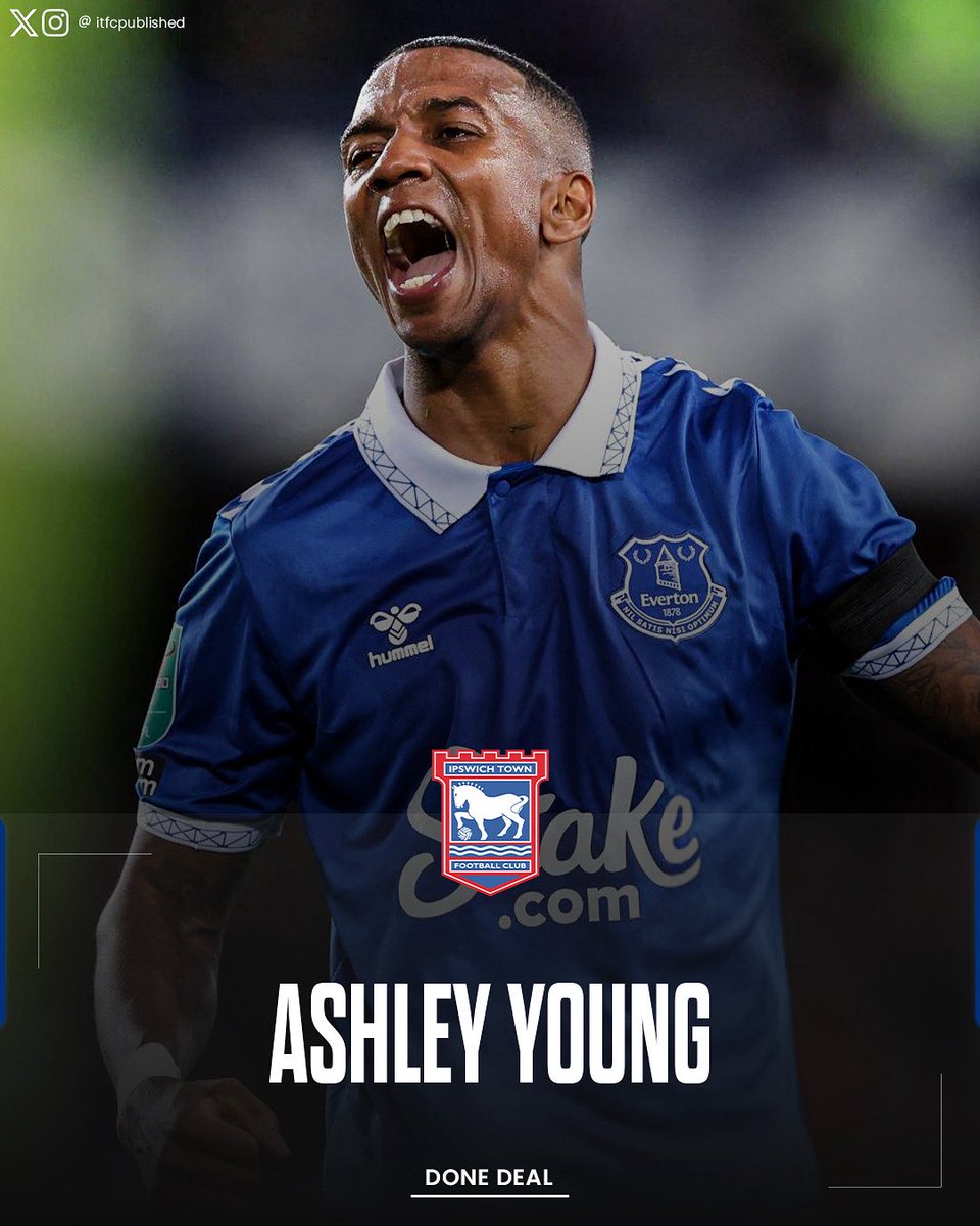 itfcpublished's tweet image. π¨β
ππππ
πππππ: Ipswich Town have announced the signing of Ashley Young on a one year deal after his contract expired at Everton this summer. βοΈ
Welcome to Town, @youngy18 ππ€
#itfc