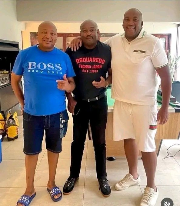 my_azania's tweet image. Meet the three musketeers: Mr I don't him, The gentleman whom is not known and John Mongrel ka sebele. Is the suspension of Kenny Kunene by Gayton Mckenzie at this stage even justified? Amafile ayamphuma kancane kancane.